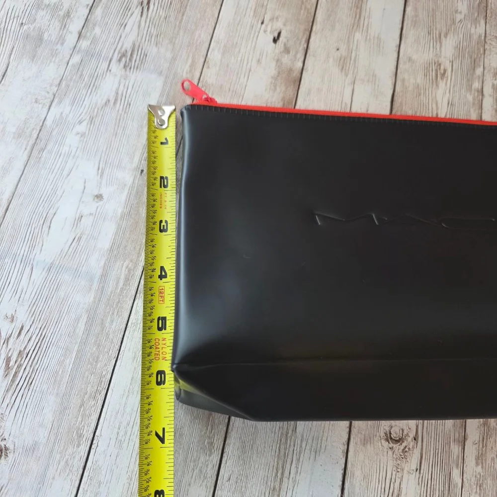 MAC Black Red Zipper Cosmetic Bag
